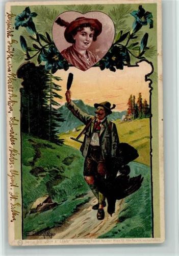 Serie 53 Dir z`Liab -Jäger , im Herz die Liebste, litho