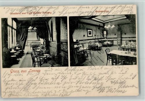Lennep Cafe Richard Isenburg Innenansicht Intrieur 1904 AK