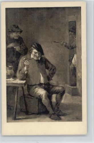 Bauern stopfen ihre Pfeife - Gemälde v. Teniers