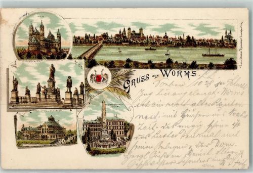 Worms 1897 Lutherdenkmal Großherzog Ludwig-Denkmal Wormser Dom