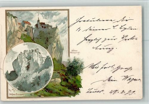 Beuron 1899 Schloss Bronnen - sign K. Mutter AK Eckknick