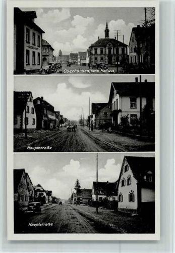 Oberhausen-Rheinhausen 1940-50 Hauptstrasse und Partie beim Rathaus, sehr gute Erhaltung AK
