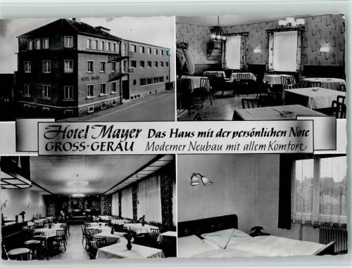 Groß-Gerau 1956 Hotel Mayer mit Innenansicht, gute Erhaltung AK