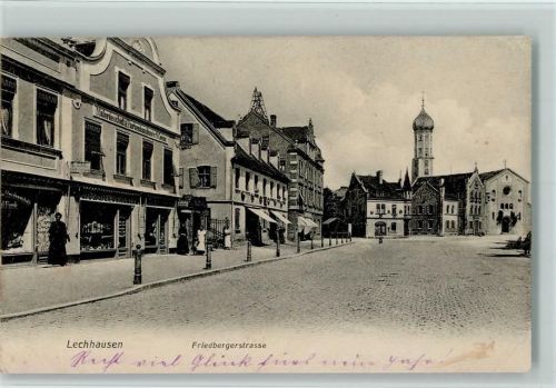 86150 W8900 Lechhausen 1910 Gebrauchsspuren Friedbergerstraße AK