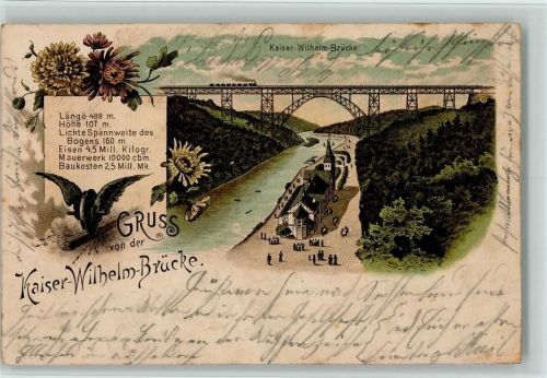 Remscheid 1901 Gruss aus - Litho - Kaiser Wilhelm Brücke mit Eisenbahn