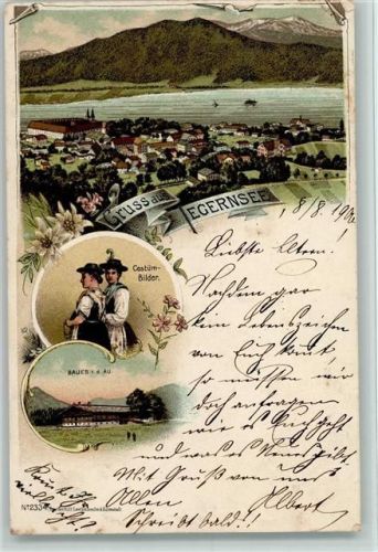 Tegernsee 1901 Gruss aus - Litho