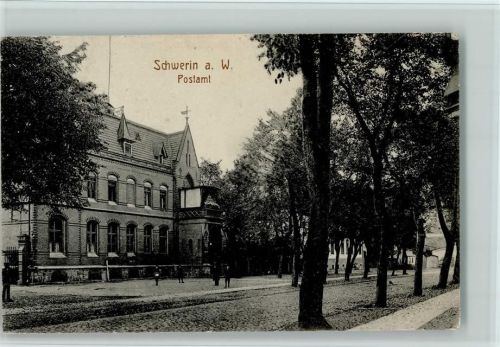 Schwerin a. Warthe 1915 Postamt, gute Erhaltung AK