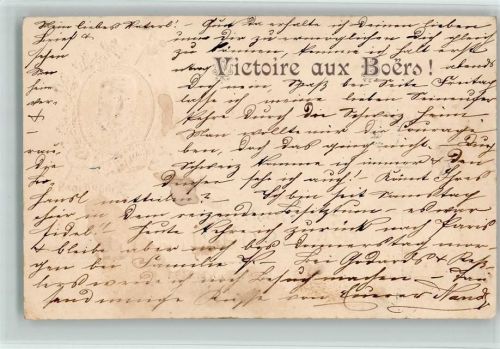 Prägedruck - Victoire aux Boers - Präsident Krüger Buren 1900 Gebrauchsspuren