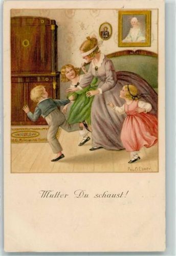 Kinderspiele, Blinde Kuh, Verlag Rökl 1395 AK Ebner, Pauli 1927 Gebrauchsspuren