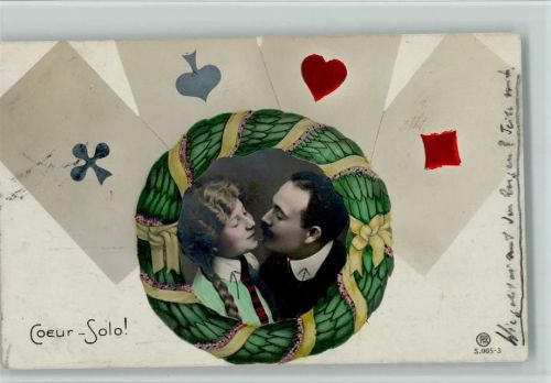 Liebespaar - Spielkarten , Coeur-Solo - Rotophot Serie 965-3 AK