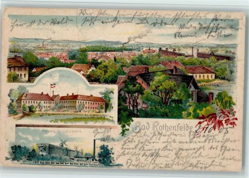 49214 W4502 Bad Rothenfelde 1905 Lithographie Qualmende Schornsteine, Kur Hotel, Gradirwerk, I AK