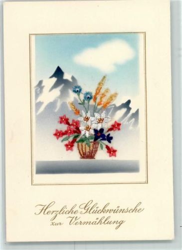 Vermählung Alpenflora Seidenstickerei