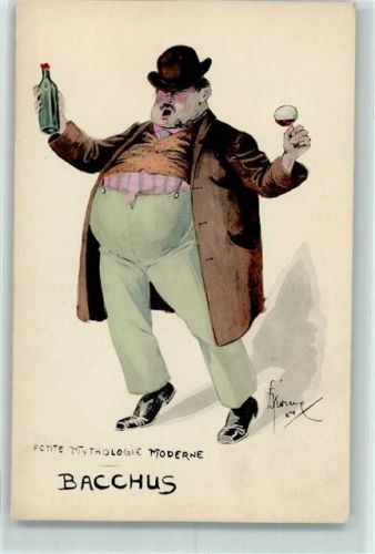 Petite Mythologie Moderne " Bacchus" Verlag PL Paris Künstler sign. Künstlerkarte