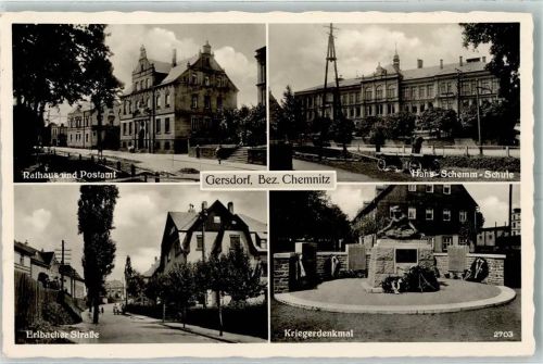 Gersdorf Rathaus Postamt Hans-Schemm-Schule Erlbacher Straße Kriegerdenkmal