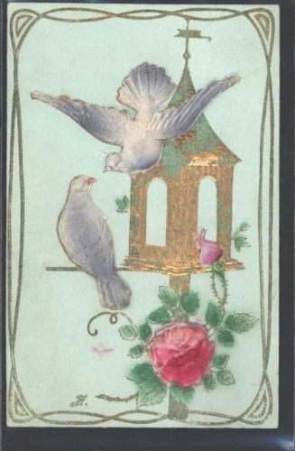 Prägedruck Rose Golddruck Jugendstil AK