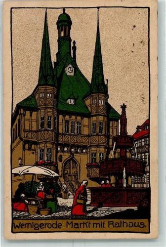 Wernigerode Markt mit Rathaus sign