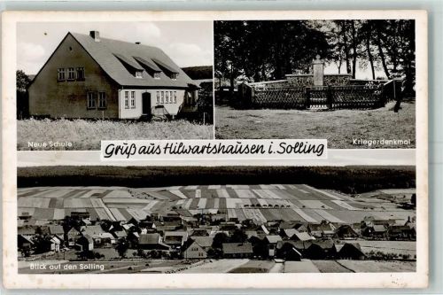 Hilwartshausen Neue Schule Kriegerdenkmal Blick auf den Solling