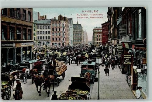 Hamburg 1907 Kl. Burstrah Hopfenmarkt Holzbrücke Mattenwiete