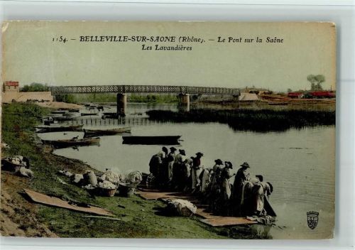 Belleville 1908 La Pont su la Saone - Frauen waschen Wäsche im Fluss AK