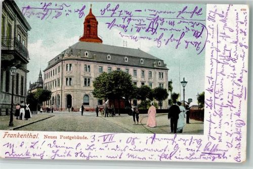 Frankenthal Neues Postgebäude Bahnpoststempel Zug 213
