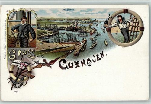 Cuxhaven Gruss aus - Nr. 2774 , der Hafen, Steuermann, Matrose, sehr gute Erhaltung AK