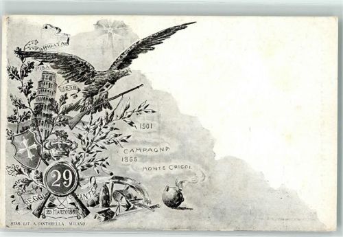 Pisa 1901 Regiment 29 Campagna 1866 Monte Cricol AK