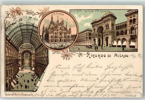 Milano 1896 Il Duomo Dom Galleria Vittorio Emanuele Arco della CAlleria Vitt. Emanuele