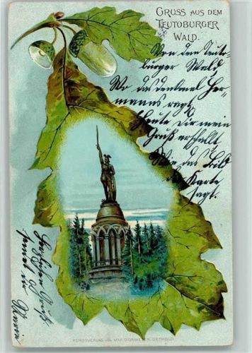 Detmold 1900 Hermannsdenkmal Eichenblatt Eicheln