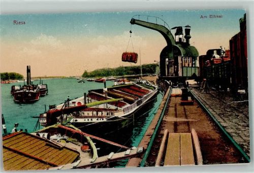 Riesa Am Elbkai Kran Frachtschiff