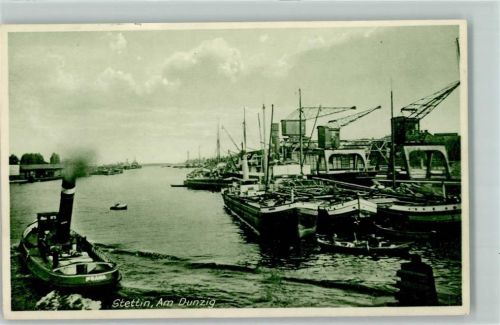Stettin Szczecin - Am Dunzig Hafen Schiffe Dampfer Verlag Siegmund Weil Nr 7114