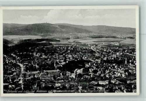 Hiddesen Exsammlung Busse Luftaufnahme Ortsansicht mit Hermannsdenkmal