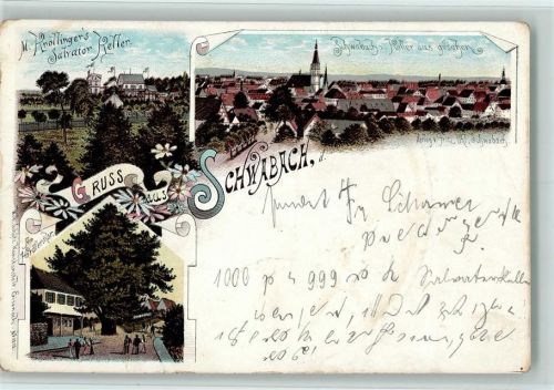 91126 W8540 Schwabach Gebrauchsspuren Gruss aus - Litho, Knöllingers Salvator Keller