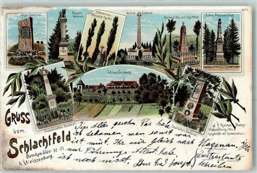 Wissembourg 1902 Denkmäler Schlachtfeld Schloß Geisberg