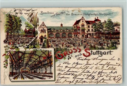 Stuttgart 1902 Gruss aus - Lithographie - Brauerei Dinkelacker