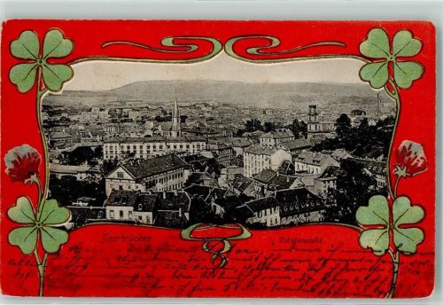 Saarbrücken Vierblättriger Klee Jugendstilrahmen Passepartout
