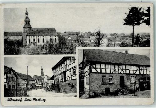 35260 W3570 Stadtallendorf - Kirche Dorfstraße Fachwerkhaus