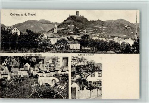 56299 W5405 Kobern - Cafe Trester Gartenwirtschaft und Teilansicht, gute Erhaltung AK