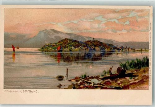 Sirmione 1899 Zieher, Ottmar Künstlerkarte Nr. 1382 Halbinsel Sermione