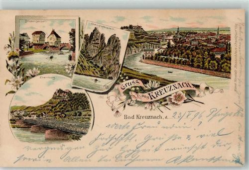 Bad Kreuznach 1896 Brückenhäuser Rheingrafenstein Ebernburg