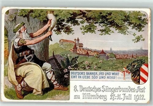 Nürnberg 8. Deutsches Sängerbundes-Fest Juli 1912 sign Bankel Sonderstempel