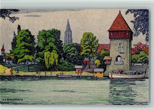 Konstanz Rheintorturm sign. Schlatter E. E.