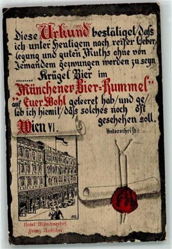 Wien 1915 Gasthaus Münchener Bier Rummel Hotel Münchenerhof Mariahilferstraße
