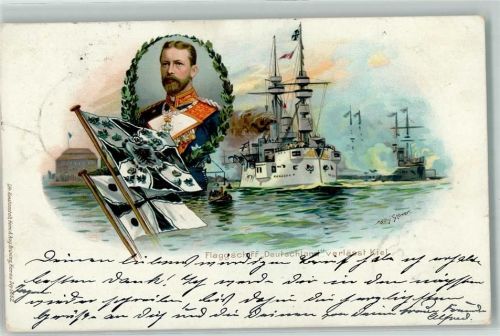 Kiel 1898 Flaggschiff Deutschland Hafen Porträt