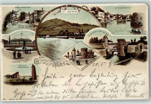 57000 Metz 1897 - Gruss aus - Theater, Georgbrücke, St. Quentin - Kunstverlag Lautz 544 AL
