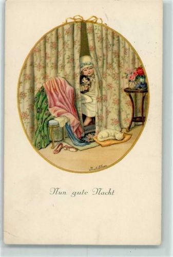 Verlag Rökl 1428 Kind mit Katzen AK Ebner, Pauli 1930 Gebrauchsspuren