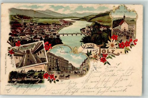 Bad Tölz 1899 Marktplatz Calvarienberg Leonhardi-Kapelle Verlag Ottmar Zieher-München