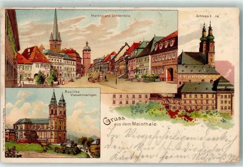 Lichtenfels 1903 Marktplatz Schloß Basilika Vierzehnheiligen
