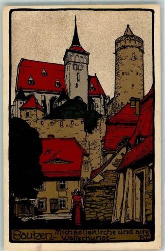 Bautzen 1911 Michaeliskirche und alte Wasserkunst