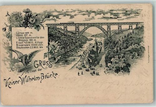 Remscheid 1905 Vorläufer Druck 1890 - 1895 Gruss aus Lithographie Kaiser-Wilhelm Brücke