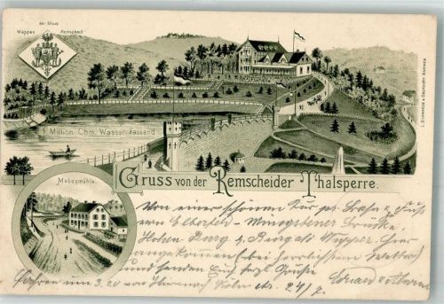 Remscheid 1898 Gasthaus Remscheider Talsperre Stadtwappen Mebusmühle